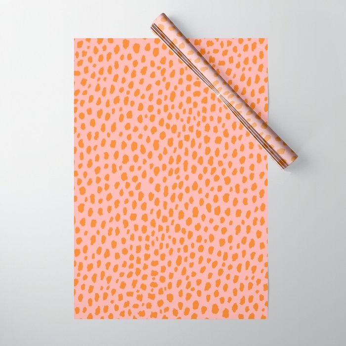 Orange and Pink Polka Dot Spots Pattern (orange/pink) Wrapping Paper Gallery Image 1