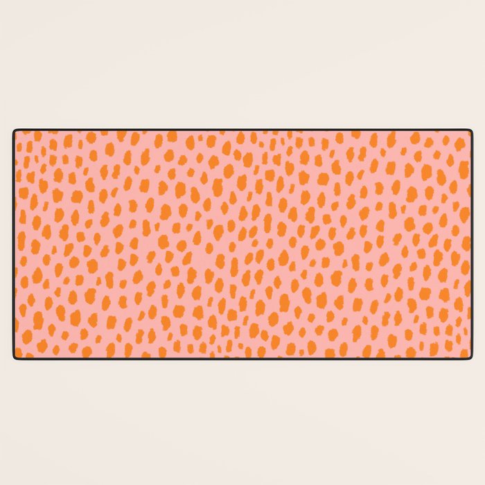 Orange and Pink Polka Dot Spots Pattern (orange/pink) Desk Mat Gallery Image 3