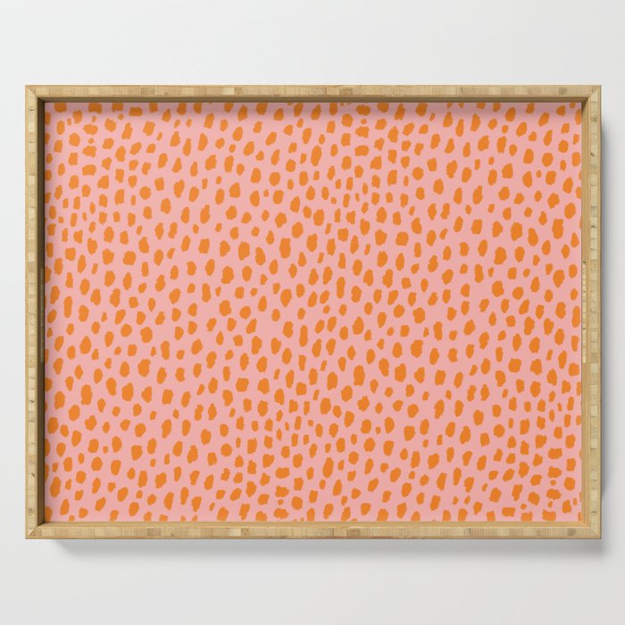 Orange and Pink Polka Dot Spots Pattern (orange/pink) Serving Tray Gallery Image 1