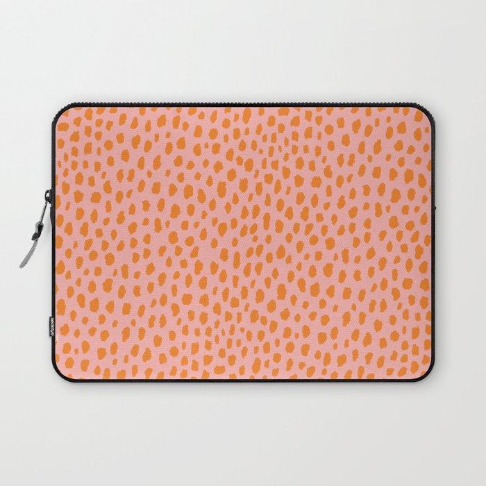 Orange and Pink Polka Dot Spots Pattern (orange/pink) Laptop Sleeve Gallery Image 1