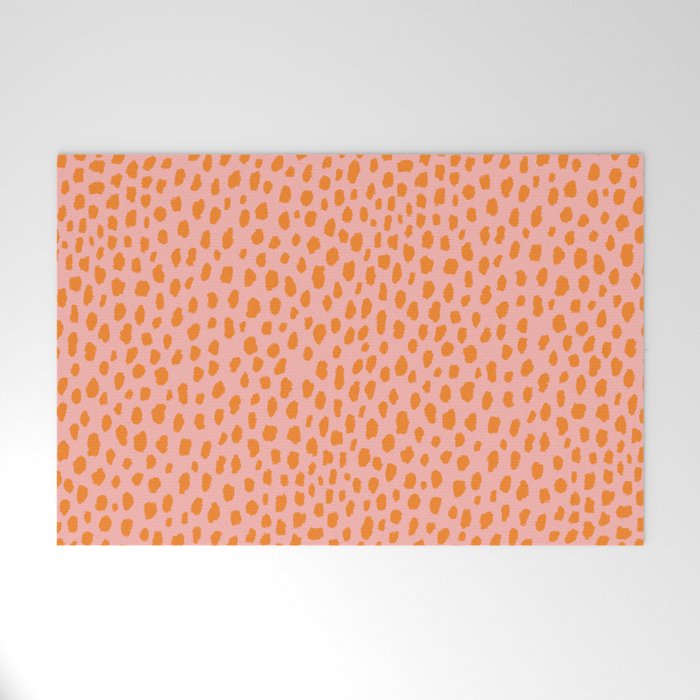 Orange and Pink Polka Dot Spots Pattern (orange/pink) Welcome Mat Gallery Image 1