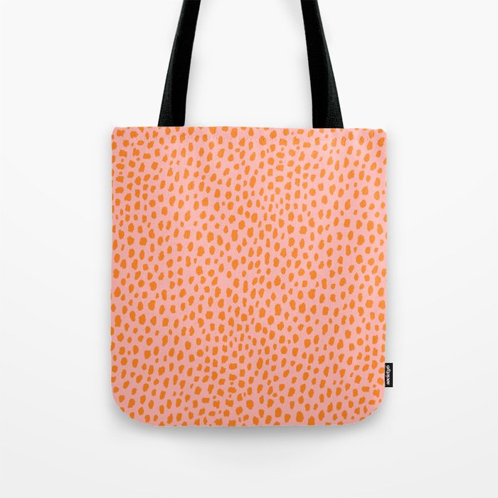 Orange and Pink Polka Dot Spots Pattern (orange/pink) Tote Bag Gallery Image 1