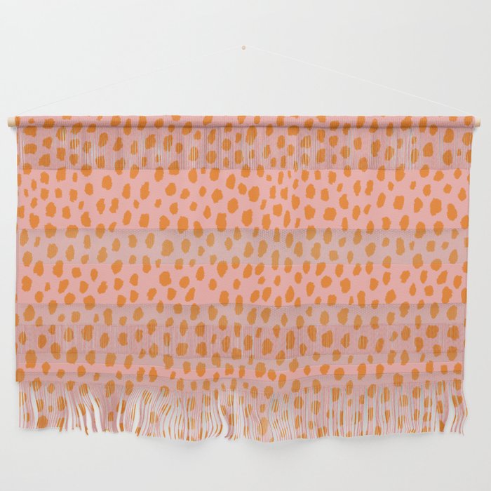 Orange and Pink Polka Dot Spots Pattern (orange/pink) Wall Hanging Gallery Image 1