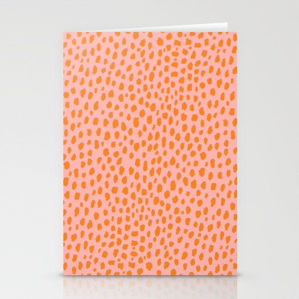 Orange and Pink Polka Dot Spots Pattern (orange/pink) Stationery Card Gallery Image 2