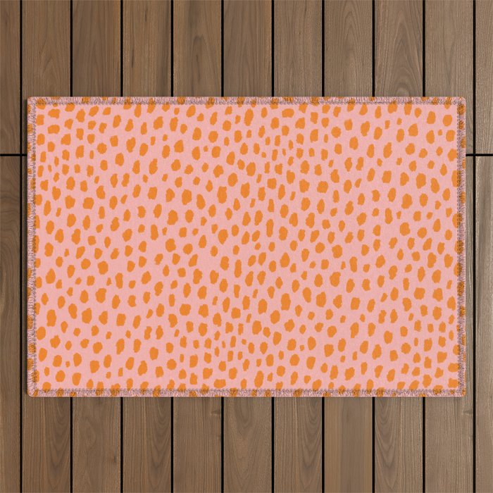 Orange and Pink Polka Dot Spots Pattern (orange/pink) Outdoor Rug Gallery Image 1