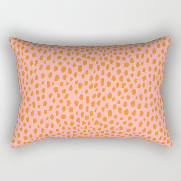 Orange and Pink Polka Dot Spots Pattern (orange/pink) Rectangular Pillow Gallery Image 2