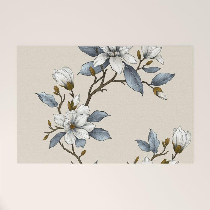 Elegant branch of white magnolia Welcome Mat Gallery Image 1