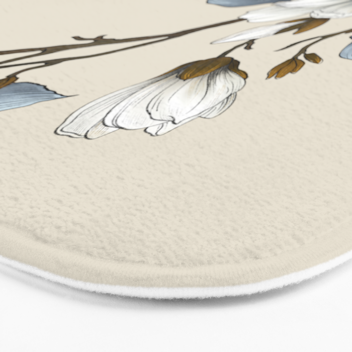 Elegant branch of white magnolia Bath Mat Gallery Image 3