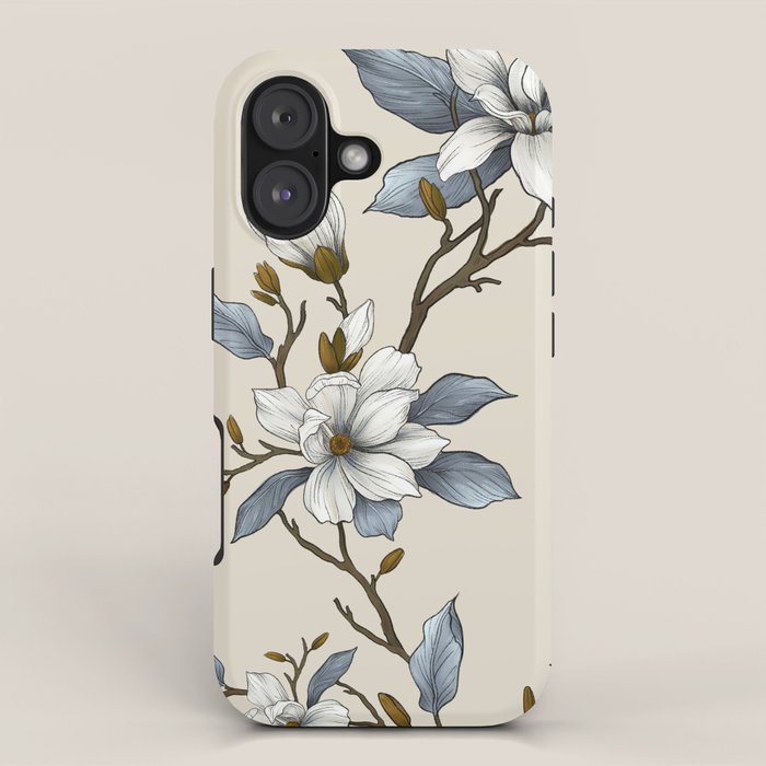 Elegant branch of white magnolia iPhone Case Gallery Image 1