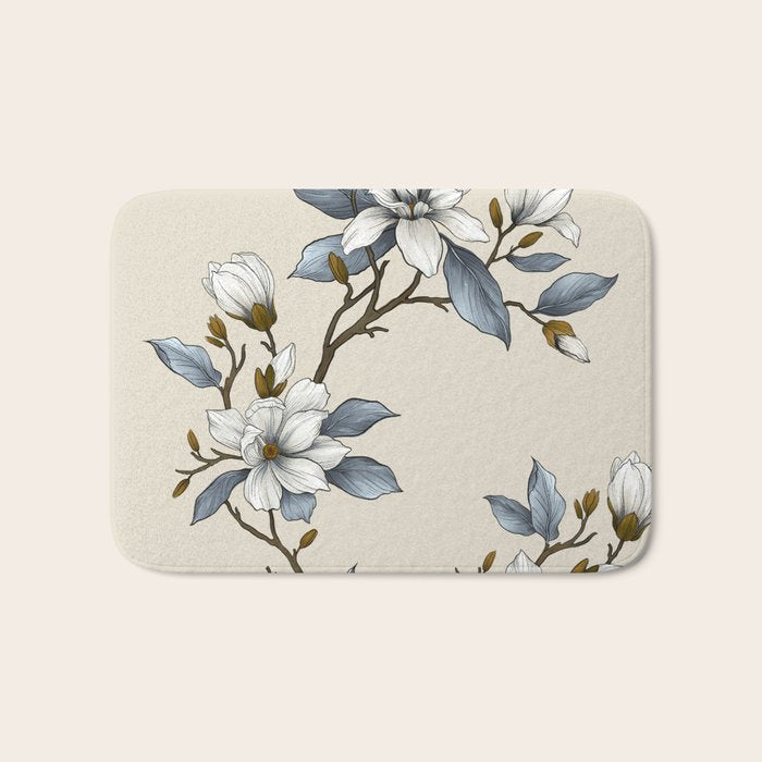 Elegant branch of white magnolia Bath Mat Gallery Image 1