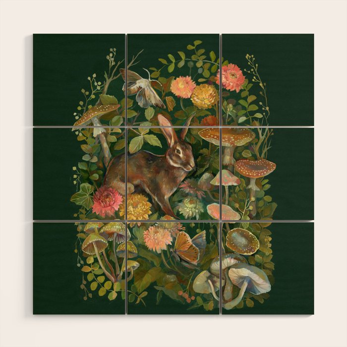 Zinnia Mushroom Garden Wood Wall Art Gallery Image 1