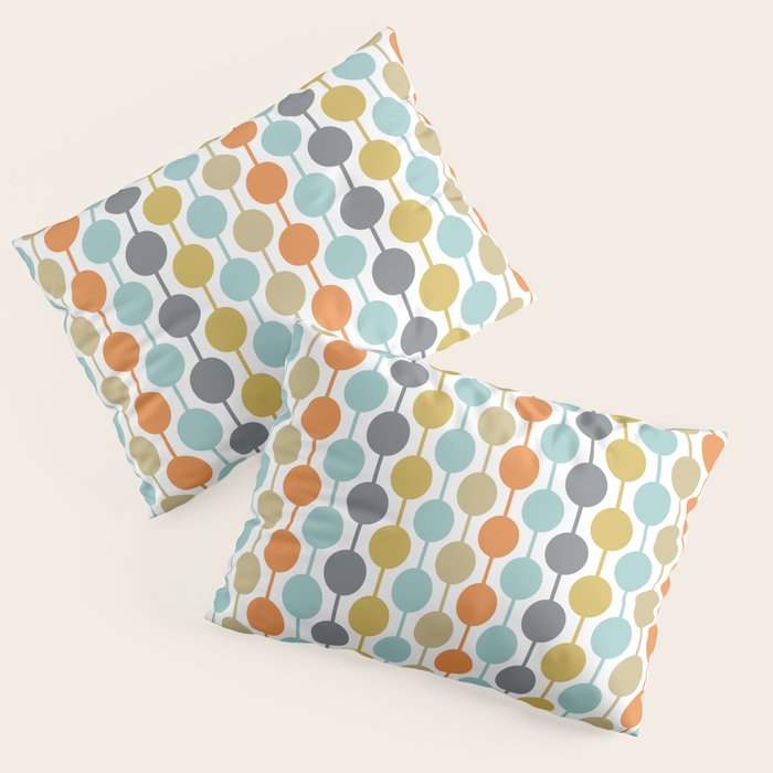Retro Circles Mid Century Modern Background Pillow Sham Gallery Image 1