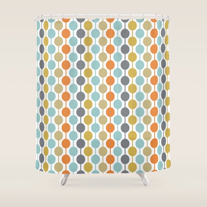 Retro Circles Mid Century Modern Background Shower Curtain Gallery Image 1
