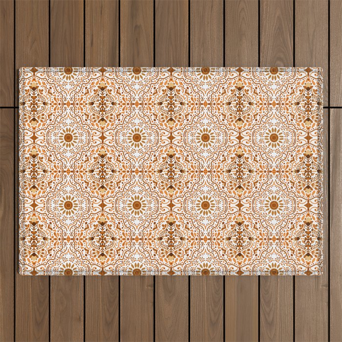 Bohemian Fantasy in Orange Outdoor Rug Gallery Image 1