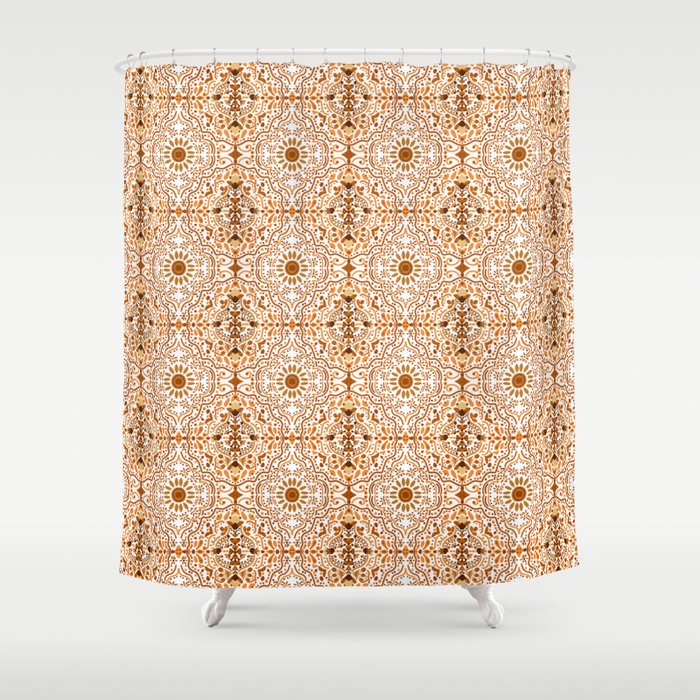 Bohemian Fantasy in Orange Shower Curtain Gallery Image 1