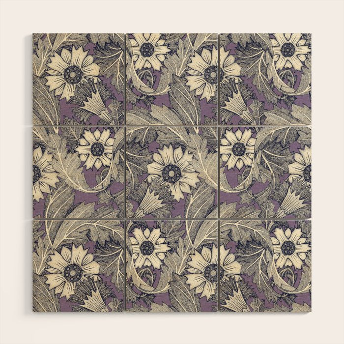 acanthus navy blue violet Wood Wall Art Gallery Image 1