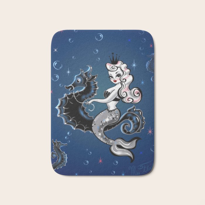 Pearla the Mermaid Riding on a Seahorse Bath Mat Gallery Image 1