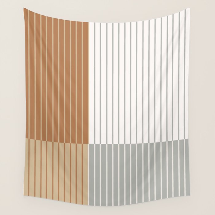 Color Block Line Abstract LXXVI Wall Tapestry Gallery Image 1