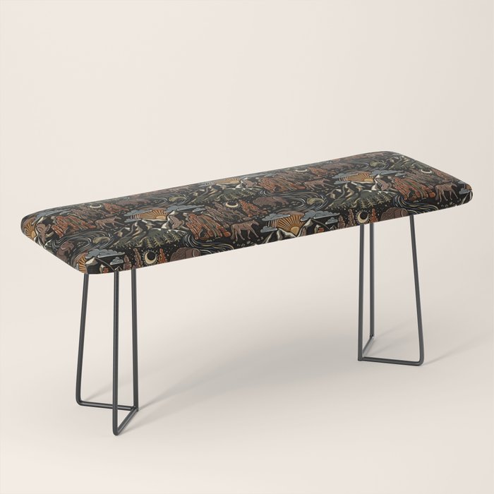 Wild West - dark brown, rust, green, and black Bench Gallery Image 1