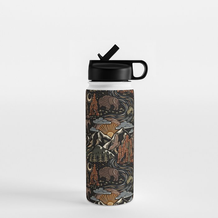 Wild West - dark brown, rust, green, and black Water Bottle Gallery Image 1