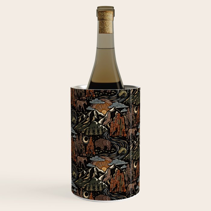 Wild West - dark brown, rust, green, and black Wine Chiller Gallery Image 2
