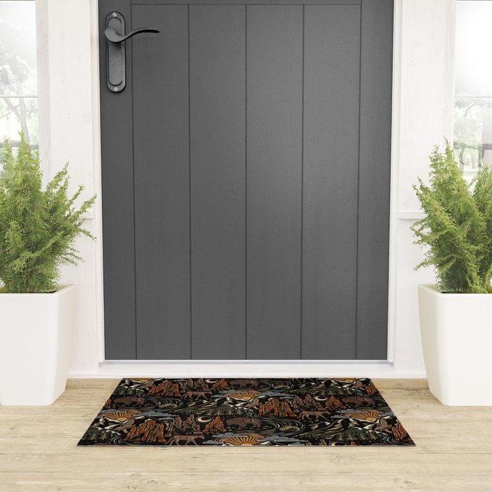 Wild West - dark brown, rust, green, and black Welcome Mat Gallery Image 3