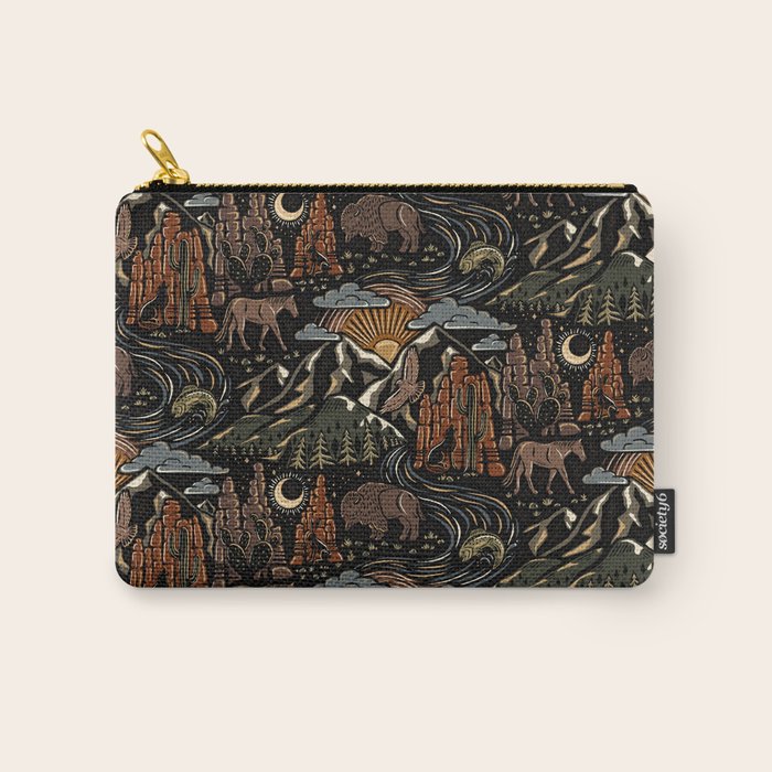 Wild West - dark brown, rust, green, and black Carry All Pouch Gallery Image 1