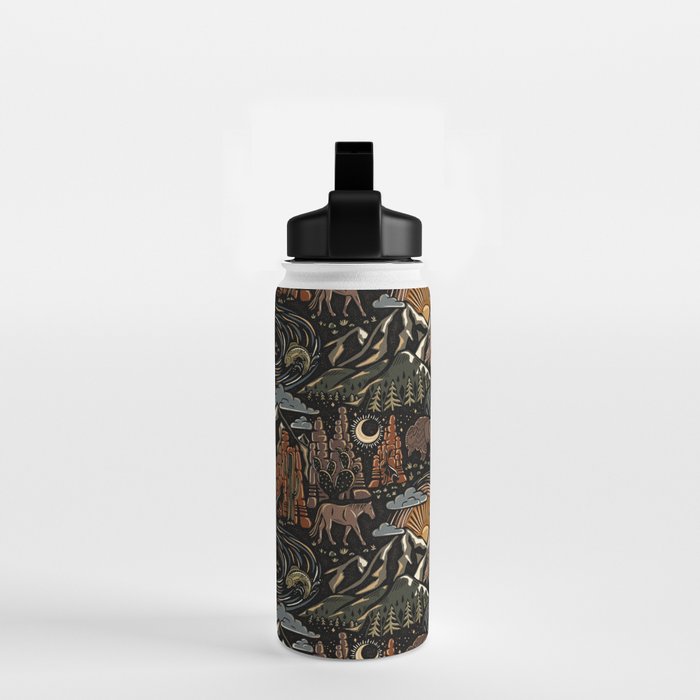 Wild West - dark brown, rust, green, and black Water Bottle Gallery Image 2