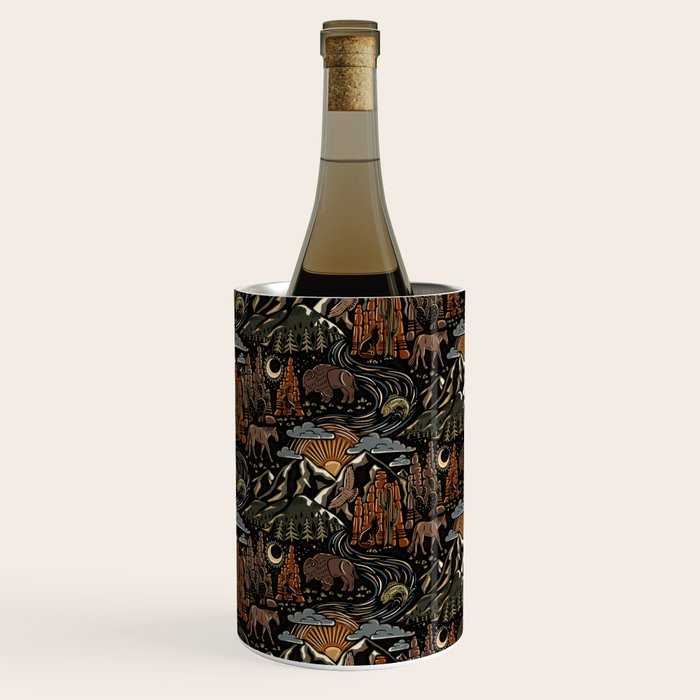 Wild West - dark brown, rust, green, and black Wine Chiller Gallery Image 1