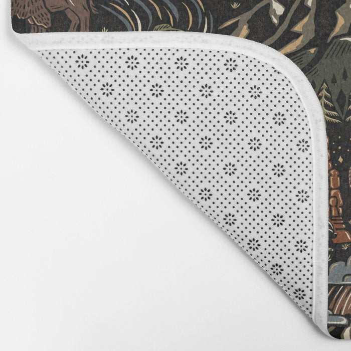 Wild West - dark brown, rust, green, and black Bath Mat Gallery Image 2