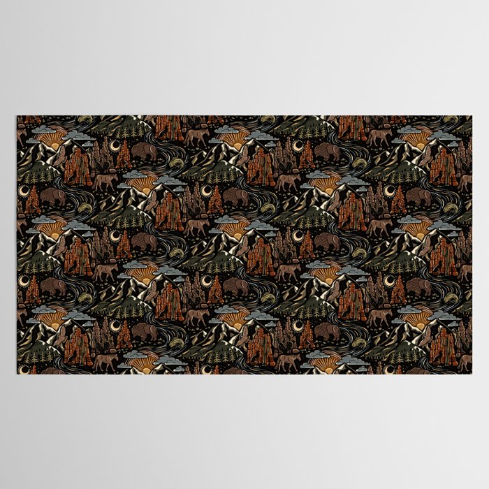 Wild West - dark brown, rust, green, and black Tablecloth Gallery Image 2