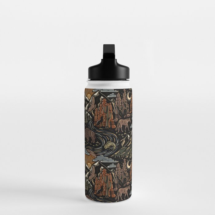 Wild West - dark brown, rust, green, and black Water Bottle Gallery Image 3