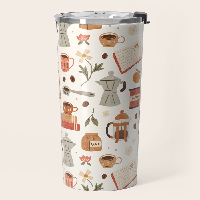 Gouache Books and Coffee Travel Mug Gallery Image 2