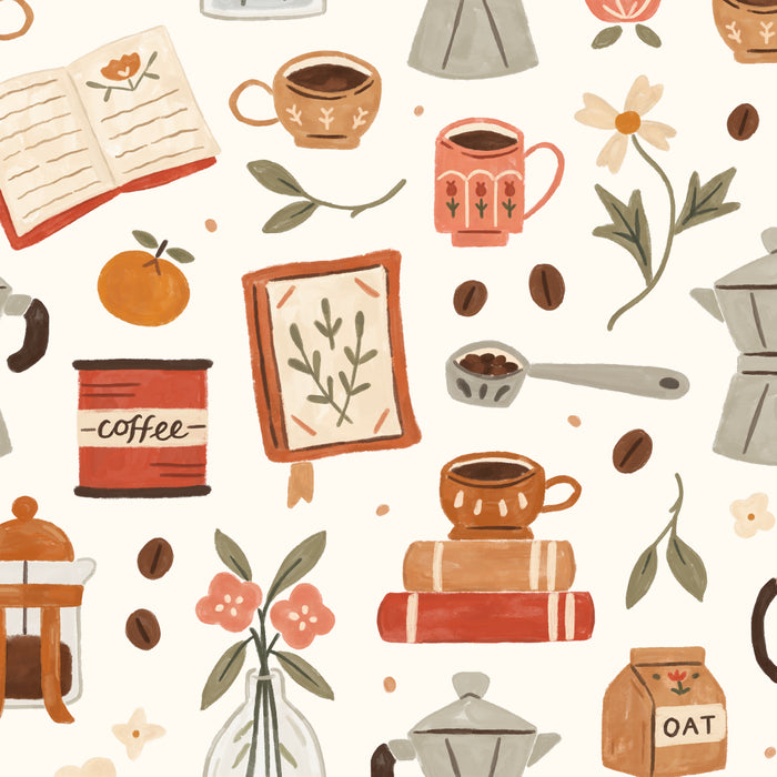 Gouache Books and Coffee Coffee Mug Gallery Image 2