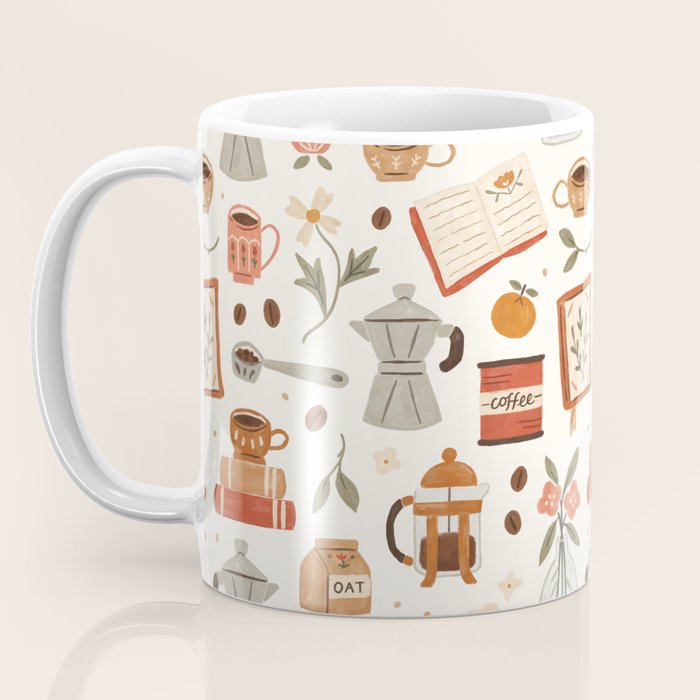 Gouache Books and Coffee Coffee Mug Gallery Image 3