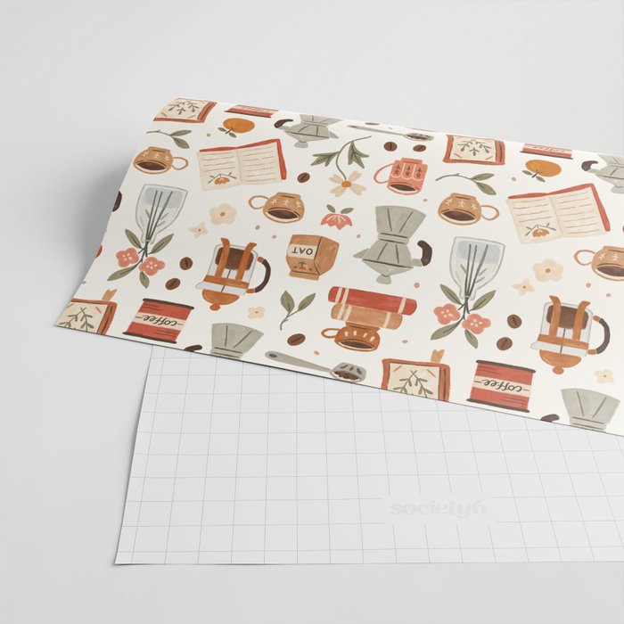 Gouache Books and Coffee Wrapping Paper Gallery Image 2