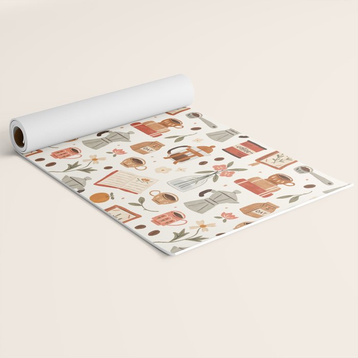 Gouache Books and Coffee Yoga Mat Gallery Image 2