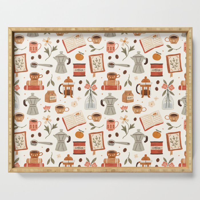 Gouache Books and Coffee Serving Tray Gallery Image 1
