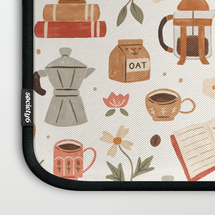Gouache Books and Coffee Laptop Sleeve Gallery Image 3