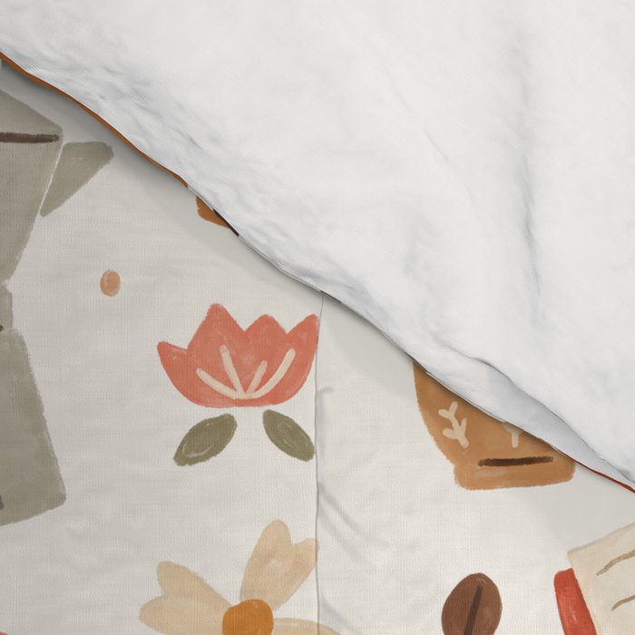 Gouache Books and Coffee Comforter Gallery Image 4