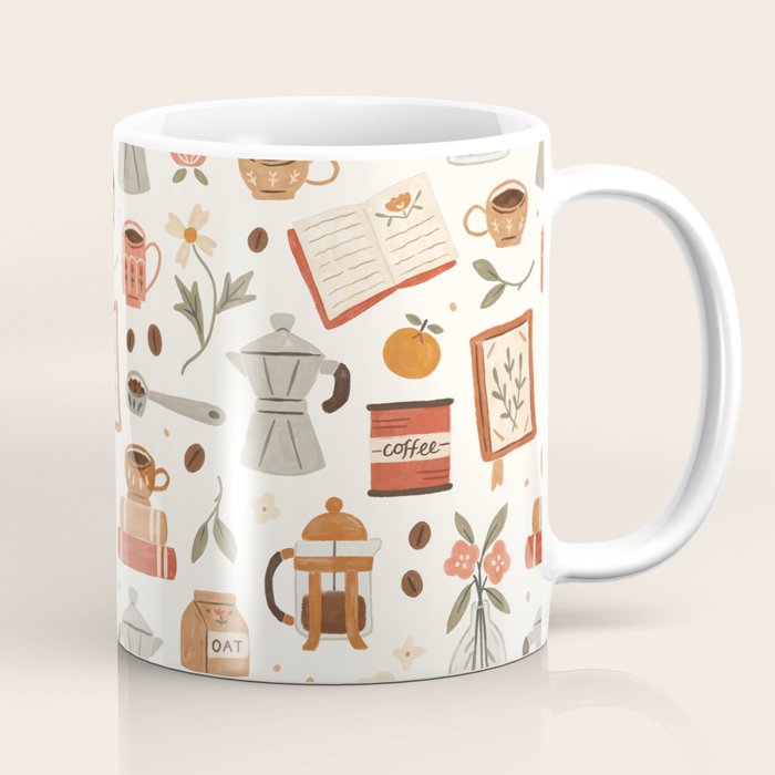 Gouache Books and Coffee Coffee Mug Gallery Image 1