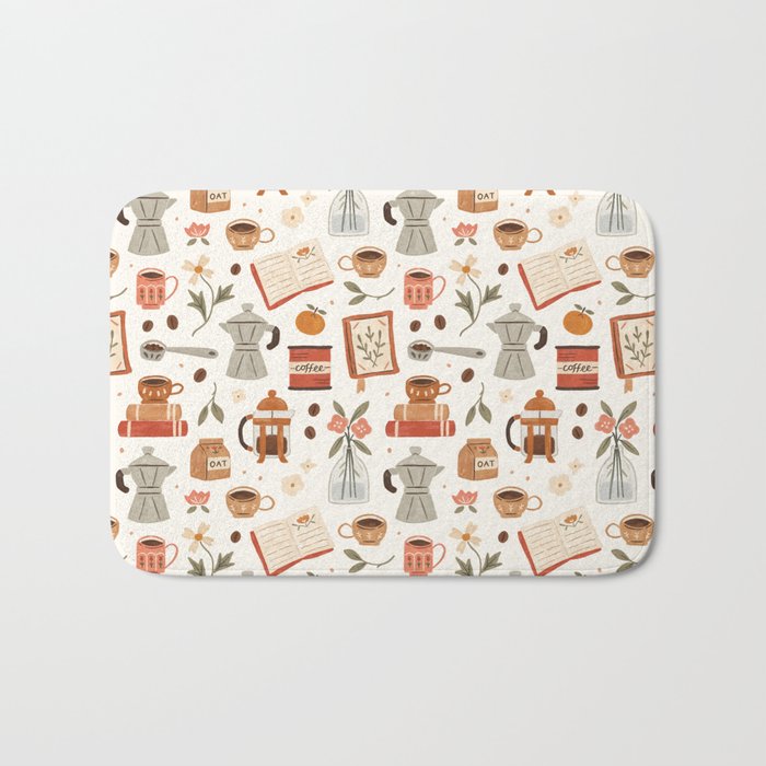 Gouache Books and Coffee Bath Mat Gallery Image 1