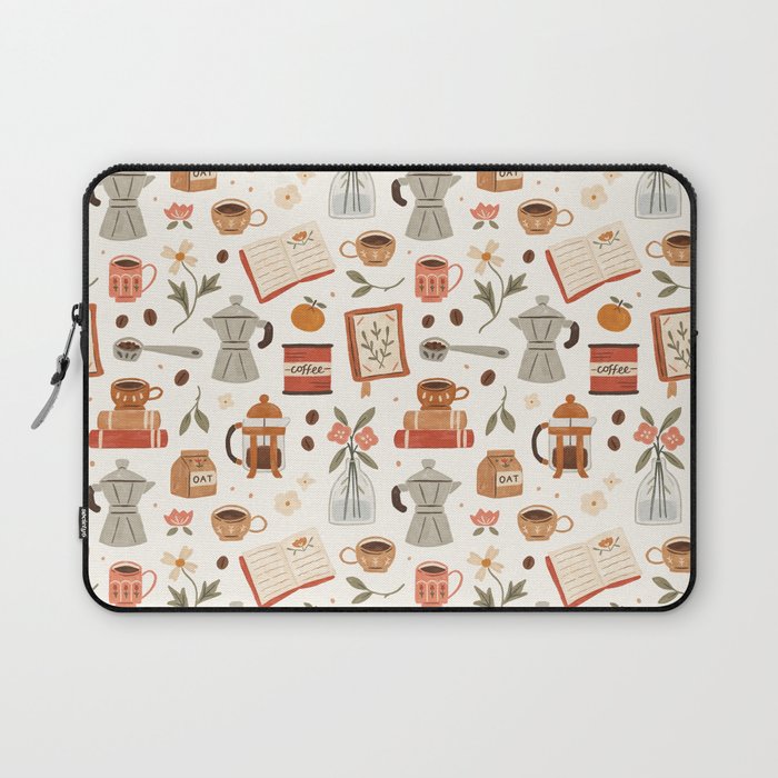 Gouache Books and Coffee Laptop Sleeve Gallery Image 1