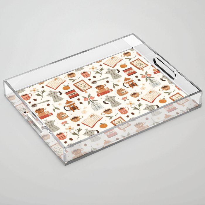 Gouache Books and Coffee Acrylic Tray Gallery Image 1