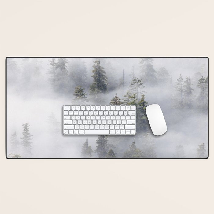 Forest In The Sky - Redwood National Park Foggy Trees Desk Mat Gallery Image 1
