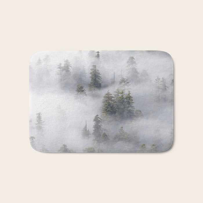 Forest In The Sky - Redwood National Park Foggy Trees Bath Mat Gallery Image 1