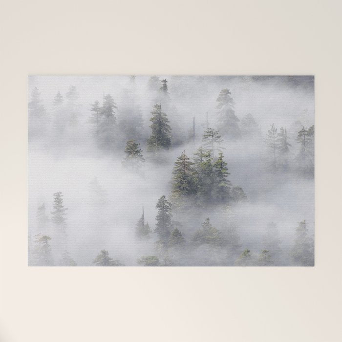 Forest In The Sky - Redwood National Park Foggy Trees Welcome Mat Gallery Image 1