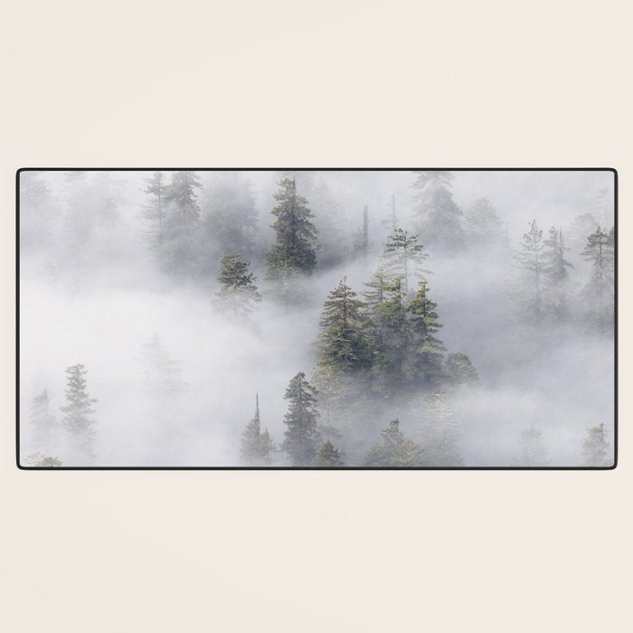 Forest In The Sky - Redwood National Park Foggy Trees Desk Mat Gallery Image 3