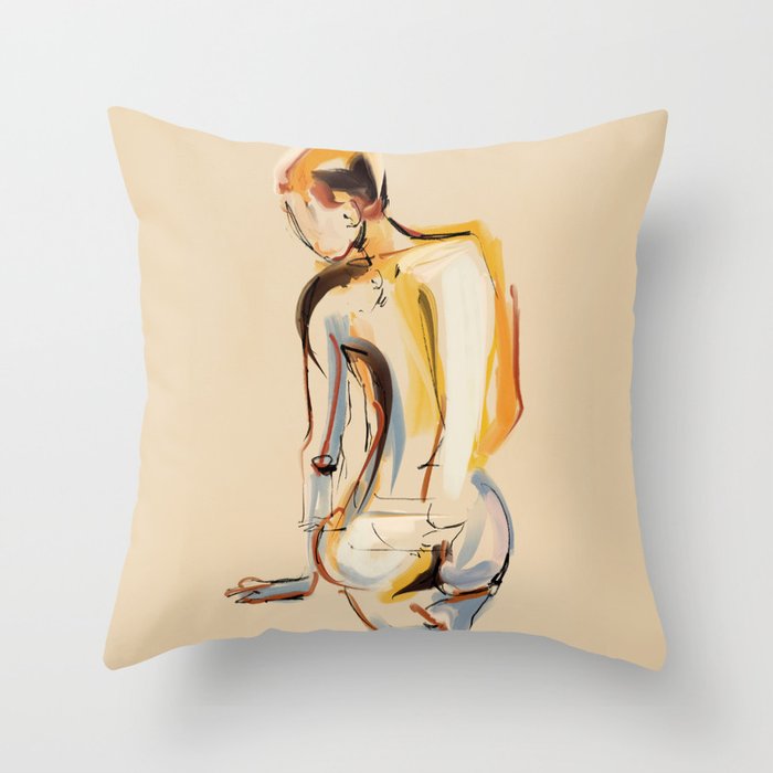 Female Figure Line Art 8 Throw Pillow Gallery Image 1