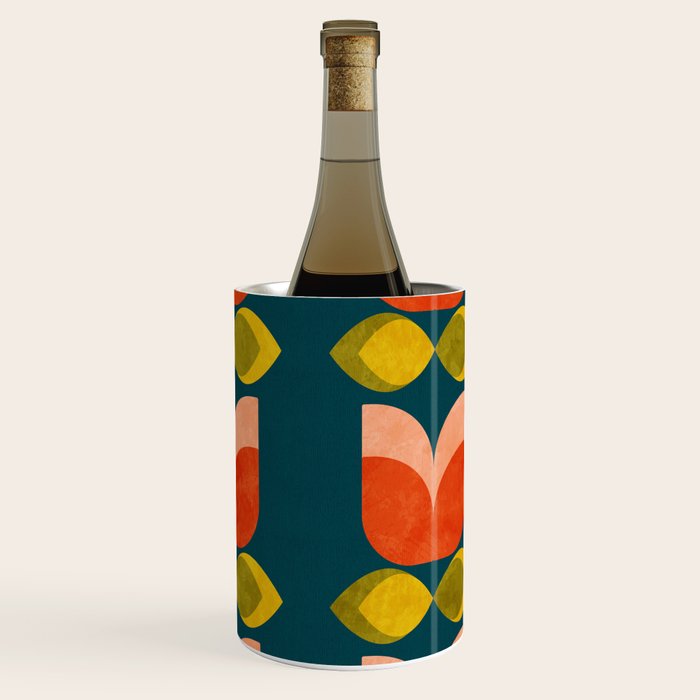 retro tulips teal Wine Chiller Gallery Image 3